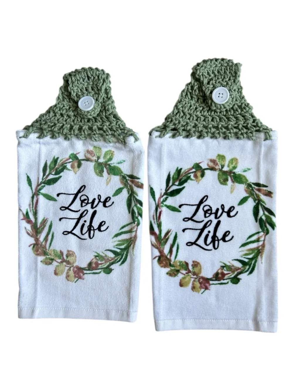 Hand Crafted Kitchen Hand Towels Crochet Hanging Colorful Floral Set